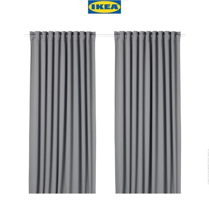 IKEA MAJGULL Gorden Anti Tembus Cahaya 1 Pasang Abu-Abu 145x250 cm