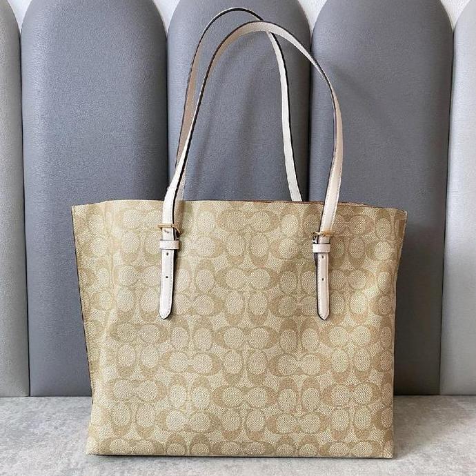 Tas Wanita Coach ORINAL USA Mollie Tote Bag In Snature Canvas Lht Khaki/Chalk AUTHENTIC