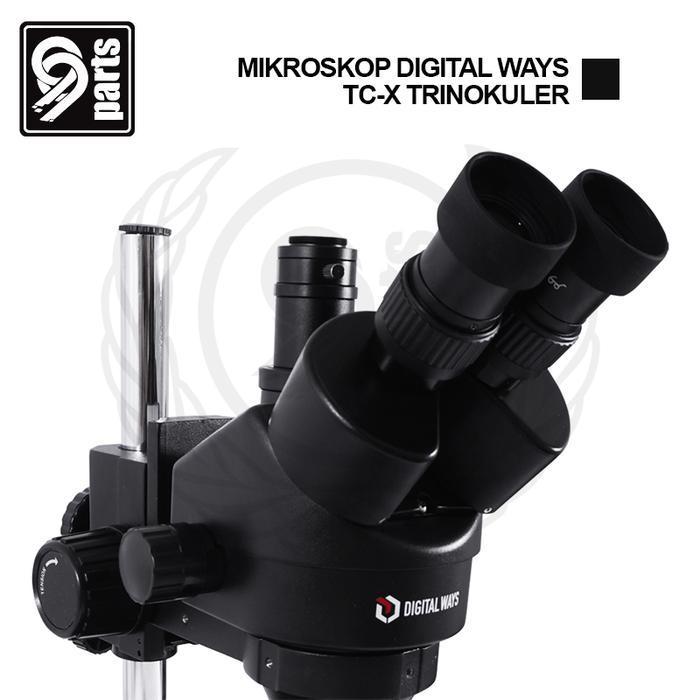 Mikroskop Trinokuler Digital Ways Tc-X Black Free Lensa Peninggi 0.7X / Mikroskop Trinokuler Black D