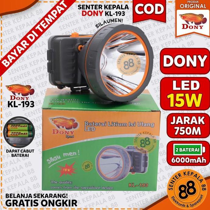 DONY SENTER KEPALA LAMPU KEPALA LED BISA GANTI COPOT BATERAI BATRE KL 193 SILAUMEN SILAU MEN LED SUP