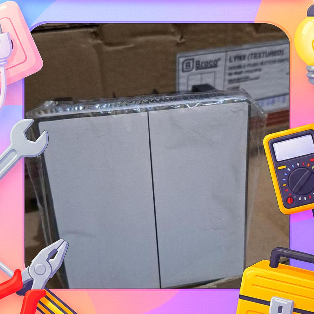 Saklar 2 Gang 1 Arah Broco Lynx Putih 1Set+Inbow Dus L162