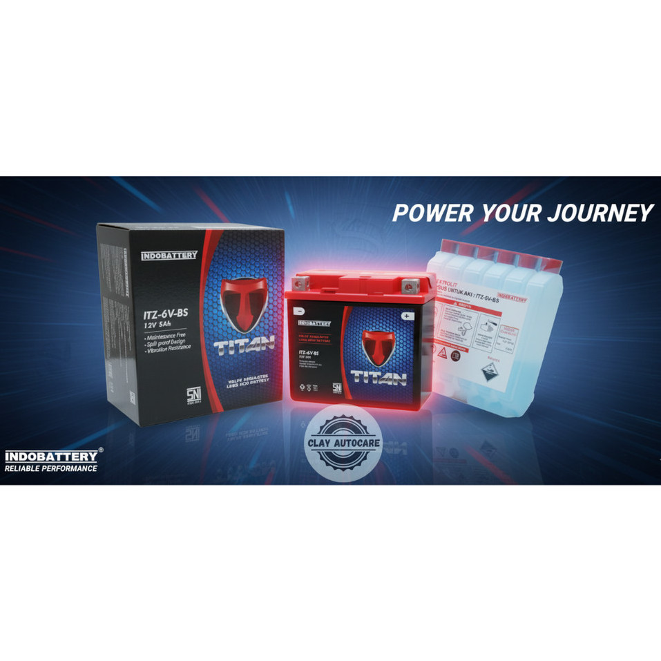 (ACCU TITAN) INDOPARTS | AKI KERING MOTOR ITZ-6V-BS-T | 12V | 5Ah INDOPARTS |