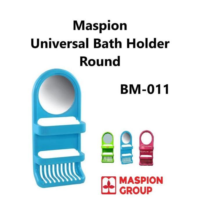 Maspion Cermin Kaca Dinding Mirror dan rak sabun sikat gigi BM 011 Bath holder round