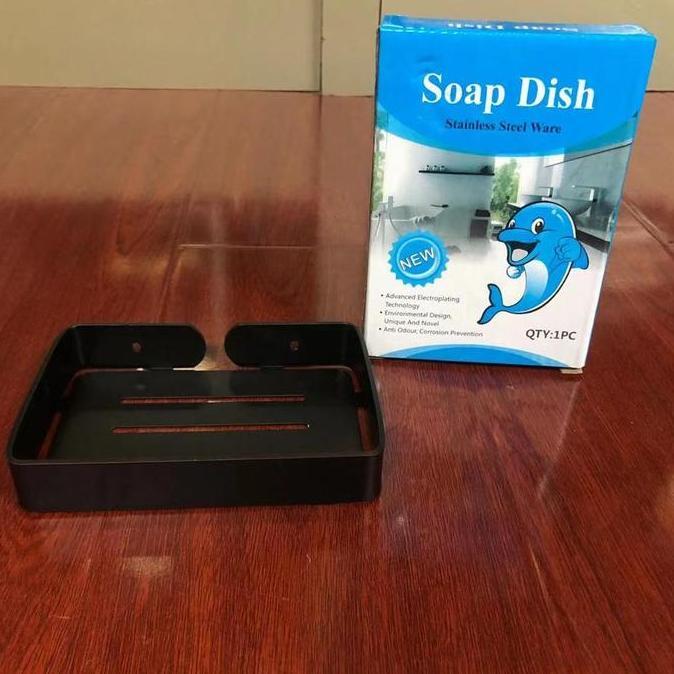Rak sabun stainless hitam / tempat sabun batangan / Rak serba guna