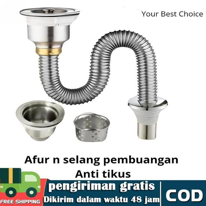 ZANACOM Selang stainless wastafel cuci piring /Sifon Wastafel / selang cuci piring stainless 1 loban