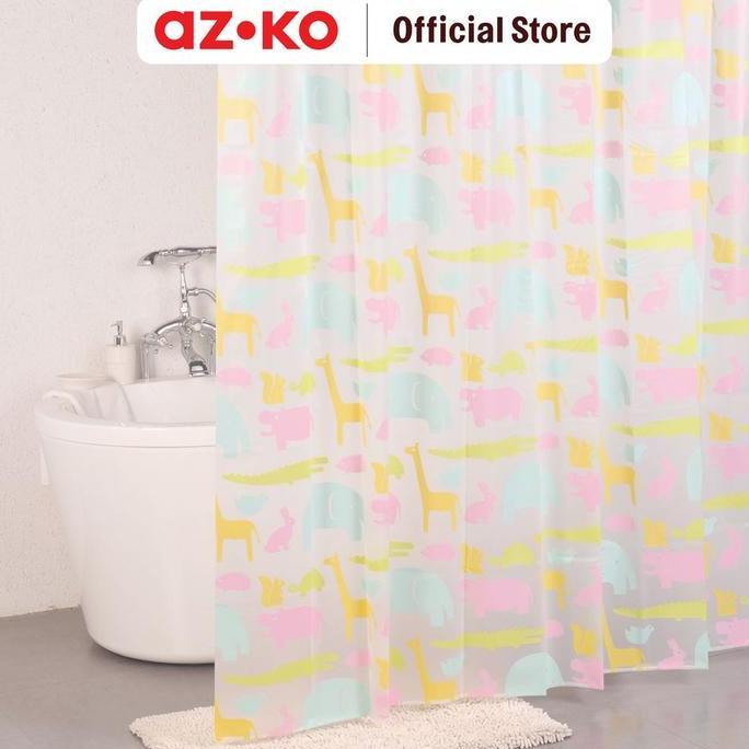 AZKO Forhom 180x200 Cm Tirai Kamar Mandi Peva Dengan Hooks Motif
