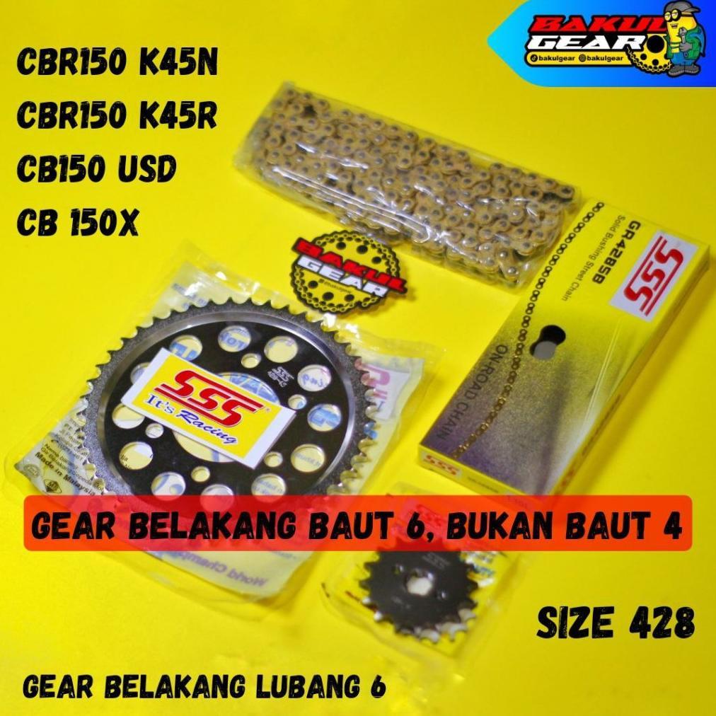 Gear set SSS CBR 150R CB150R CB150X 6 Lubang Baut CBR150R CBR CB 150 150R K45N K45R 2021 Rantai kh2