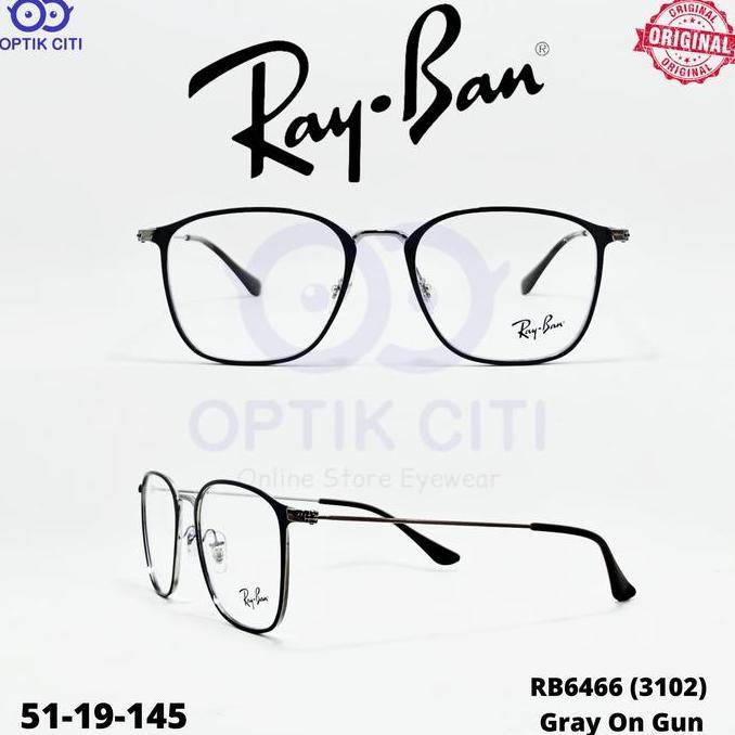 Frame Kacamata Kotak Pria Wanita Rayban Original RB 6466 - Gray On Gunmetal