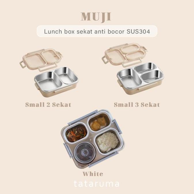 MUJI - Lunch Box Stainless 304 4 Sekat Kotak Bekal Anti Bocor Tumpah dengan Mangkuk