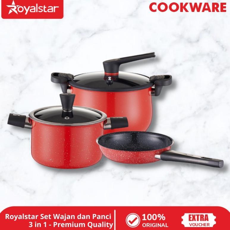 Royalstar Set Wajan Premium Panci Presto dan  Rebus Wajan Penggorengan Panci Sup Deep Fry Pan Paket 