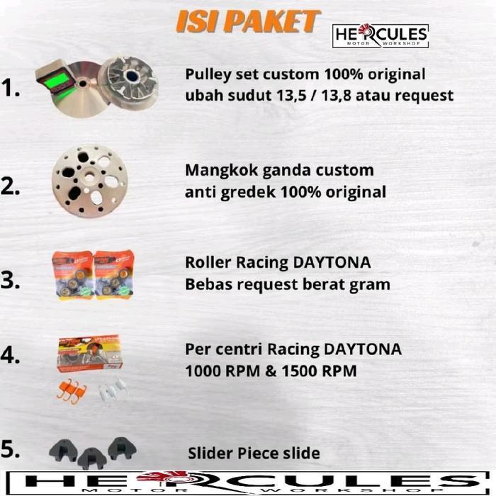 Paket Full Komplit Upgrade Cvt Vario 125/150/160/Paketan Cvt/Pcx/Adv/Kampas Ganda Motor Motorcycle B