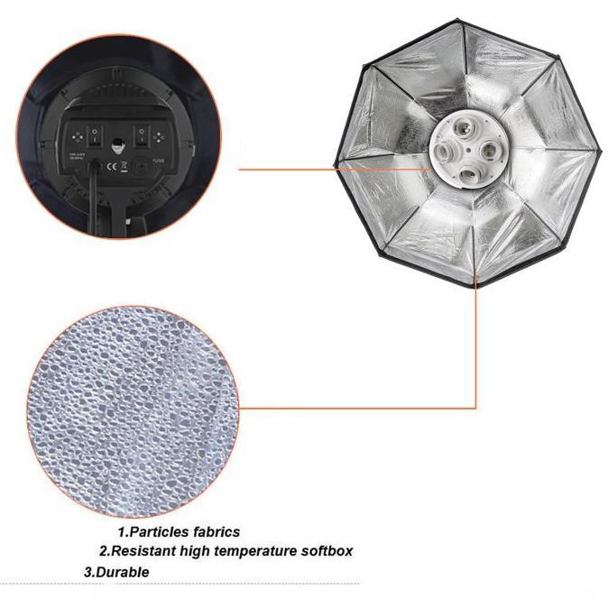 Populerstudioacc- Ezmode Studio Lighting Stand + 4 Socket Octagon Softbox 80Cm With Grid