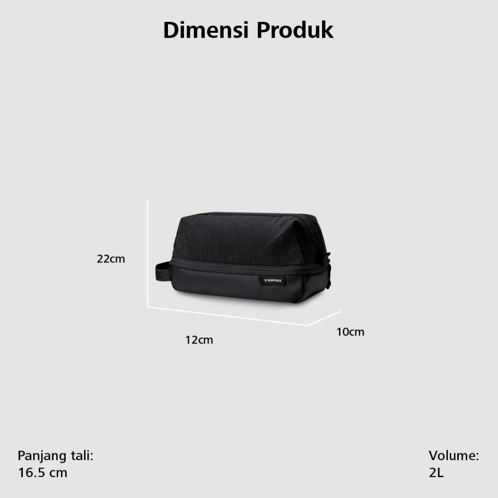 Diskon` Bodypack Assistant 2.0 Toiletry Clutch Pouch Travel Anti Air - Hitam