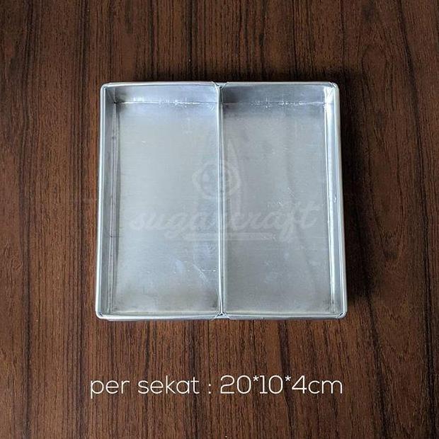 Loyang persegi sekat 2 aluminium 20cm x 10cm x 4cm bahan tebal loyang lapis surabaya cake marble bro