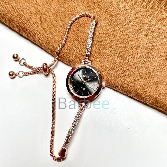 Barbee Jam Tangan Wanita Gelang Rantai Serut Barsh Bulat Jam Tangan Serut