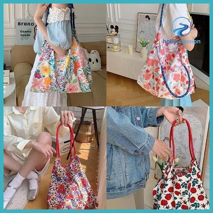 (ORI) TAS TOTE BAG WANITA MOTIF BUNGA KOREAN TAS BAHU FLORAL SHOULDER BAG TRENDY KANVAS KECANTIKAN P