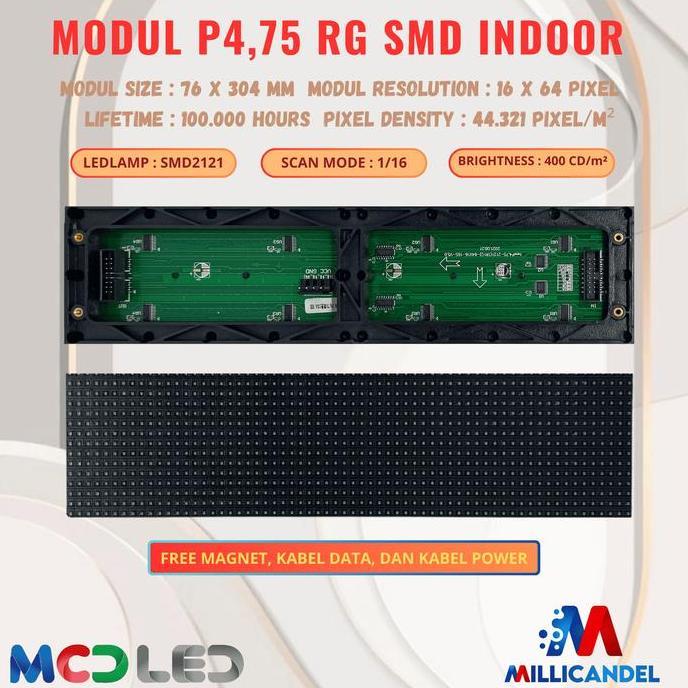 Terpopuler- Panel Modul P4,75 P4.75 F3.75 F3,75 16X64 Smd Matrix Merah Red Rg Indoor