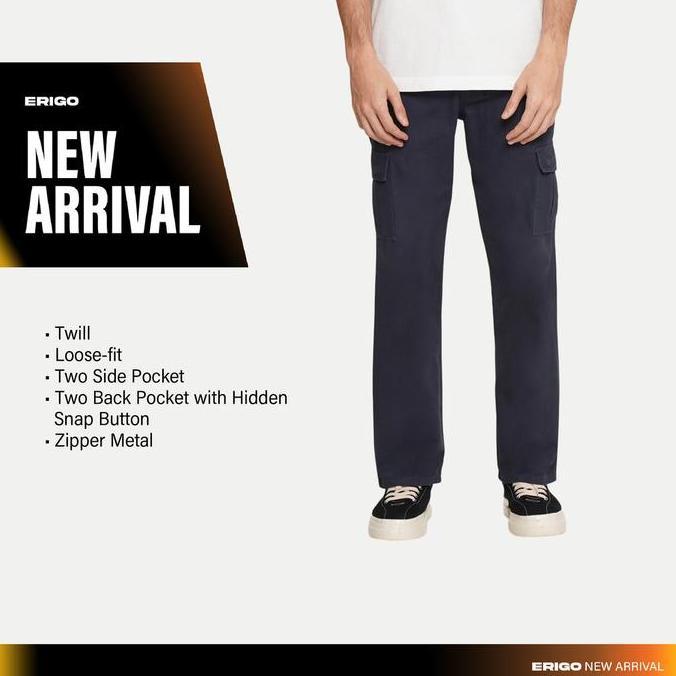 Erigo Cargo Pants Brandon Navy - Celana Panjang Cargo Unisex