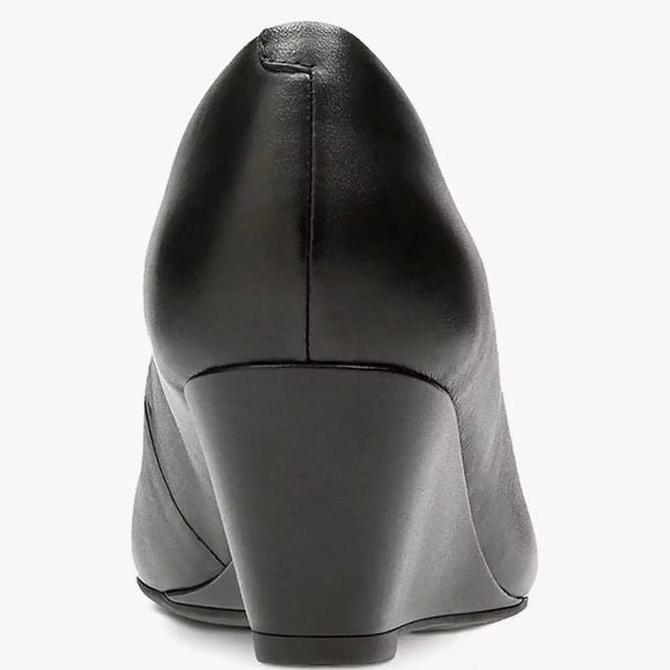 CLARKS Flores Tulip Leather Orinal Women's Wedges Shoes - Black