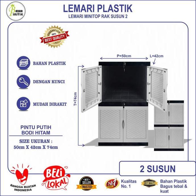Lemari Pakaian Plastik / Lemari Baju Plastik / Lemari Plastik Dengan Kucni Tanpa Kaca Motif Timbul 2
