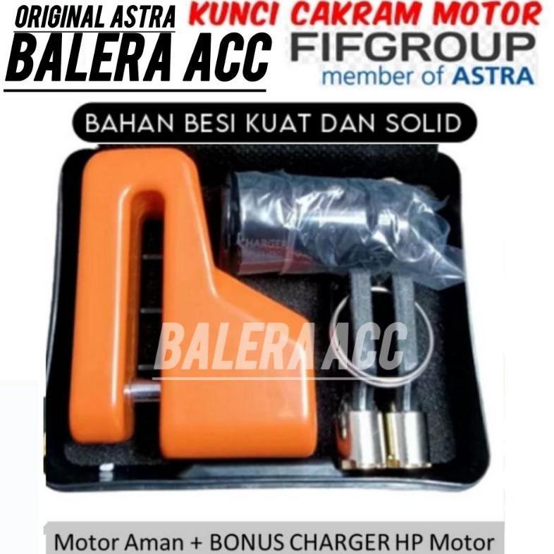 Kunci Gembok Cakram Motor + Charger Original Astra FIF Group