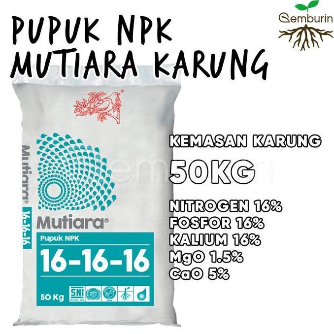 Pupuk NPK Mutiara 16-16-16 Biru 50kg Kemasan Karung Pabrik Meroke Asli