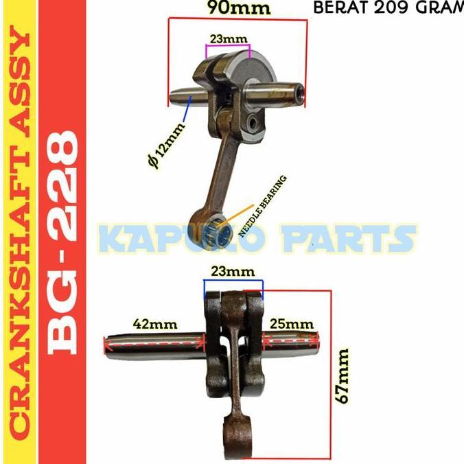 TERMURAH - 228 CRANKSHAFT ASSY UNTUK MESIN POTONG RUMPUT TANAKA 2 TAK