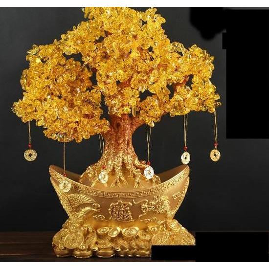 TERBARU - pohon Beruntung Pohon Uang Cina gold Emas bentuk alas ingot uang