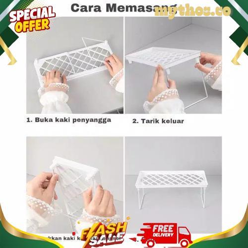 Rak penyimpanan storage meja lemari lipat rak susun besi multifungsi Terlaris