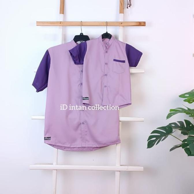 BAJU COUPLE KELUARGA KEMEJA KOKO COUPLE AYAH DAN ANAK UNGU LILAC