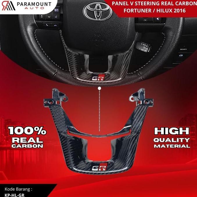 Panel V Steering Real Carbon Gr Fortuner Hilux 2016 - Aksesoris Interior Mobil Sporty Terbaru