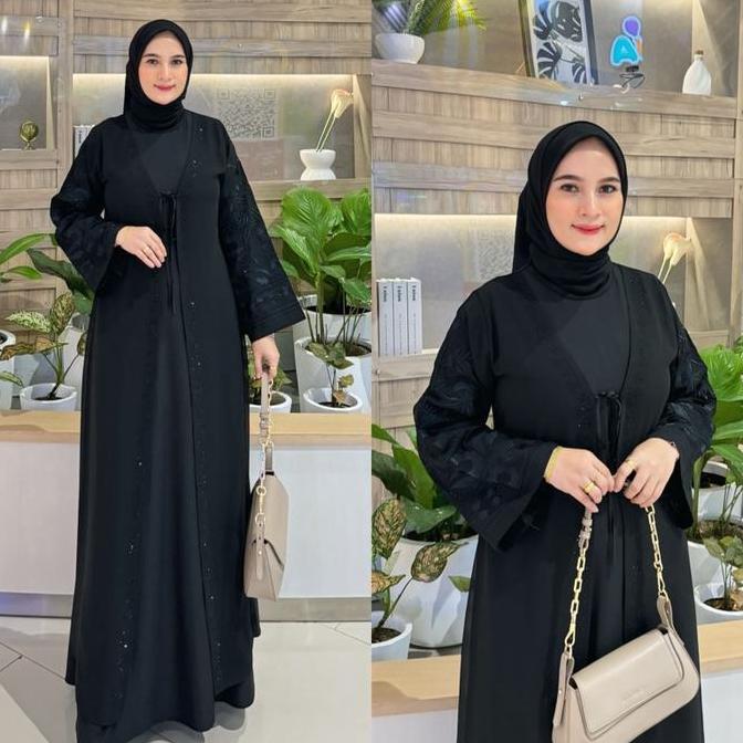 GAMIS ABAYA TURKEY FULL HITAM BORDIR BUNGAJANG TALI ROMPI TERLARIS Dress Muslim Wanita Mewah