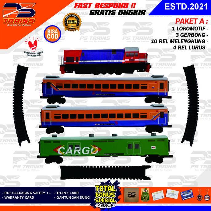 Rangkaian Mainan Kereta Api Indonesia Kayu Cc201 Perumka Ekonomi Promo