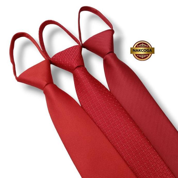 dasi merah resleting dasi zipper siap pakai dasi kantor pria mewah tie
