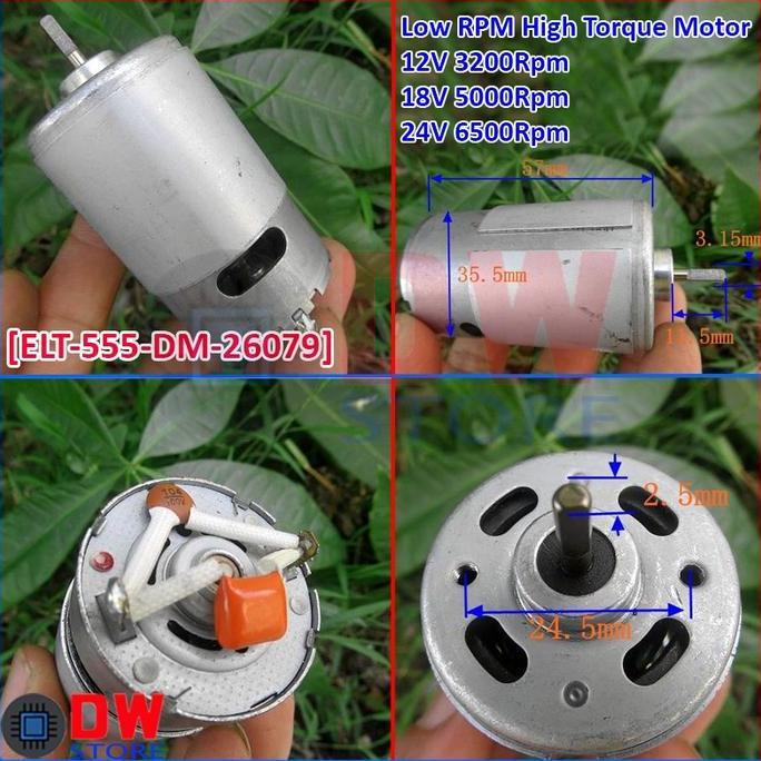 Best- Dinamo DC Motor RS555 RS-555 12V - 24V Low RPM Speed High