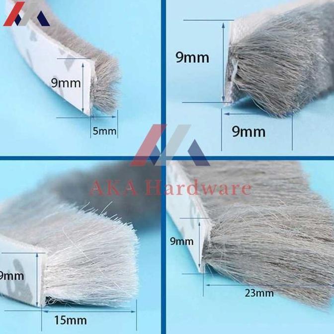 Best- Mohair Tape Seal Bulu Penutup Celah Pintu Grey Double Tape
