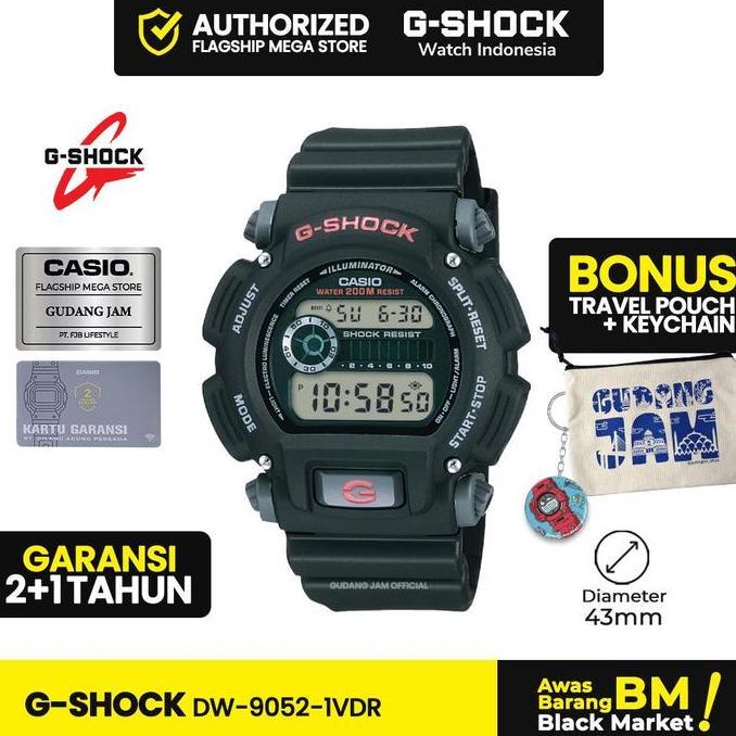 New- G-Shock Gshock Dw-9052-1Vdr Dw-9052-1V Dw-9052 Dw9052 Dw 9052 Black Kaca Stopwatch