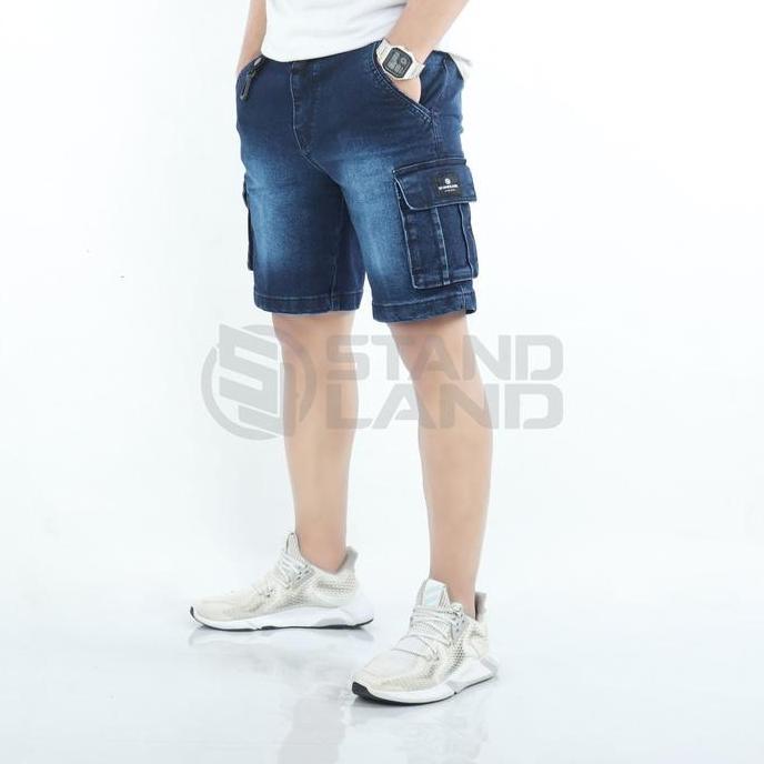 Mntp- Standland X Forwardsystem Celana Pendek Jeans Cargo Sandwash. Pendek Jeans 1