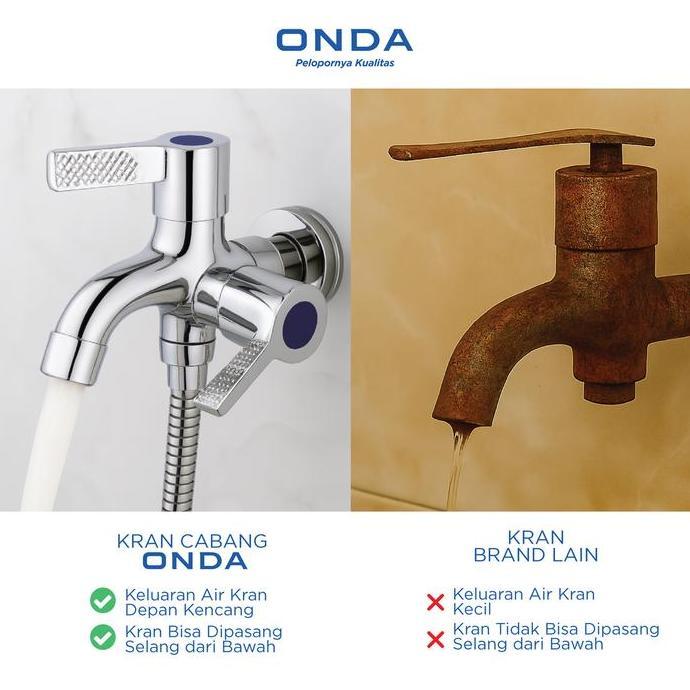Cxyc- Onda Kran Cabang 2 K-Tul 1/2 In Kran Shower 2 Cabang Kran Cabang 2 Toilet Chrome Keran Anti Bo