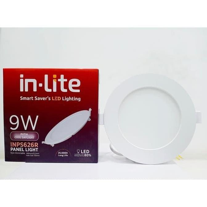 Lampu Downlight Panel LED In-lite 9 Watt Bulat IBR 628R