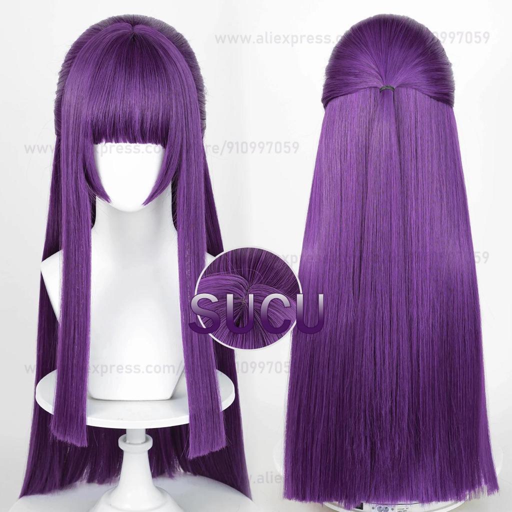 Anime Fern Cosplay Wig 80cm Purple Straight Hair Halloween Heat Resistant Synthetic Wigs+Wig Cap