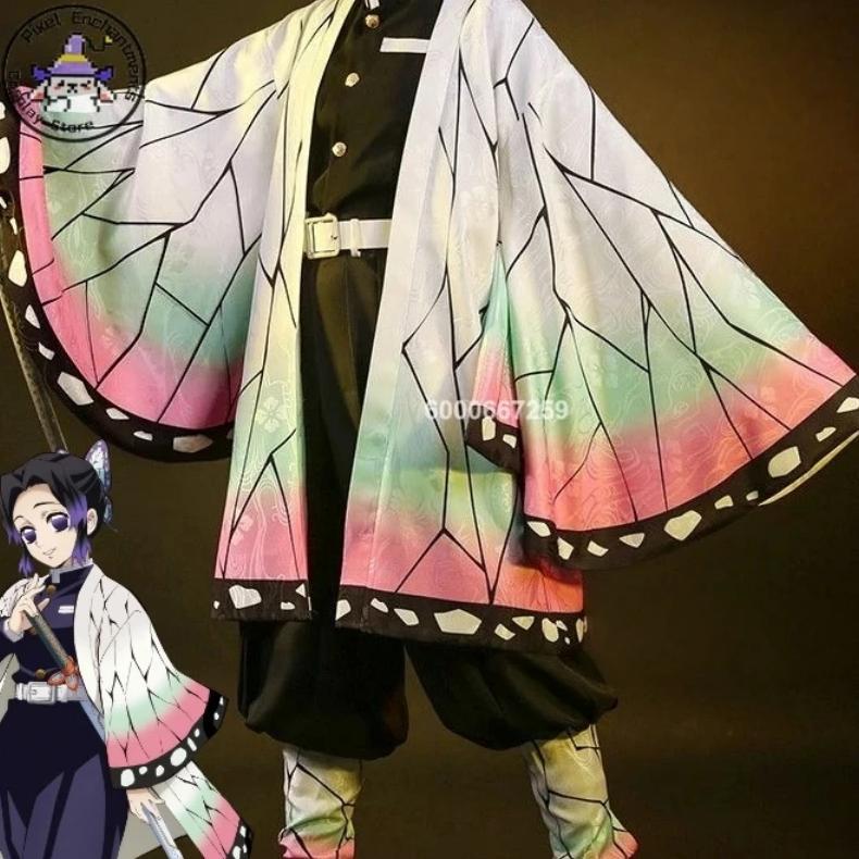 Popular Anime Kochou Shinobu Cosplay Costume Kisatsutai Women Japanese Haori Uniform Wig Halloween P