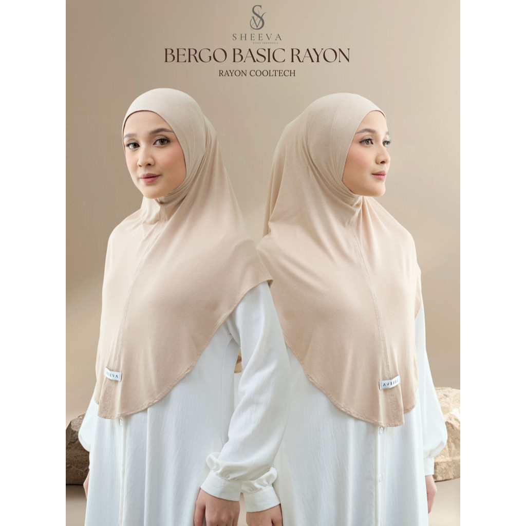 SHEEVA - Bergo Basic Rayon L Cooltech Jilbab Instan Simple Tebal Kerudung Nyaman Muslim Wanita Panja