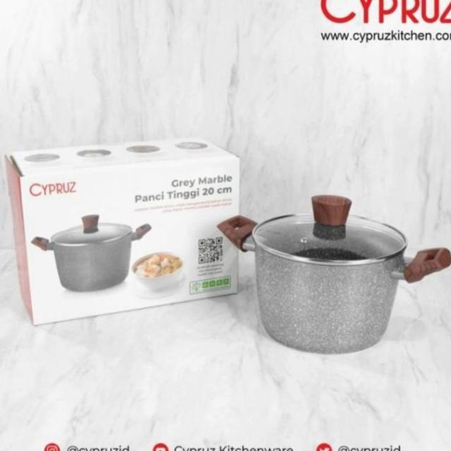Cypruz Grey Marble Panci Tinggi 20Cm Hht Casserolle Sto Pot Pi0738