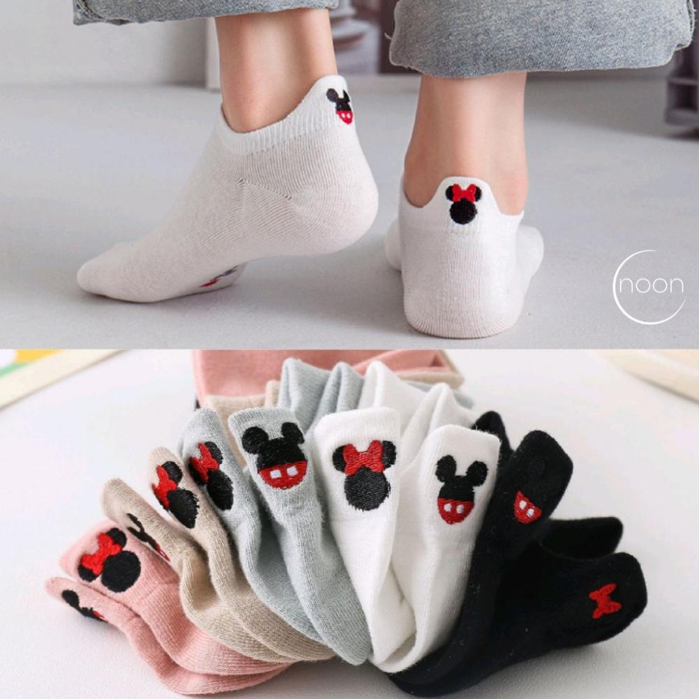 NOON (Disney) Kaos Kaki Pendek Wanita Korea  Sneakers Sekolah Olahraga Kerja Kantor Semata Kaki Moti