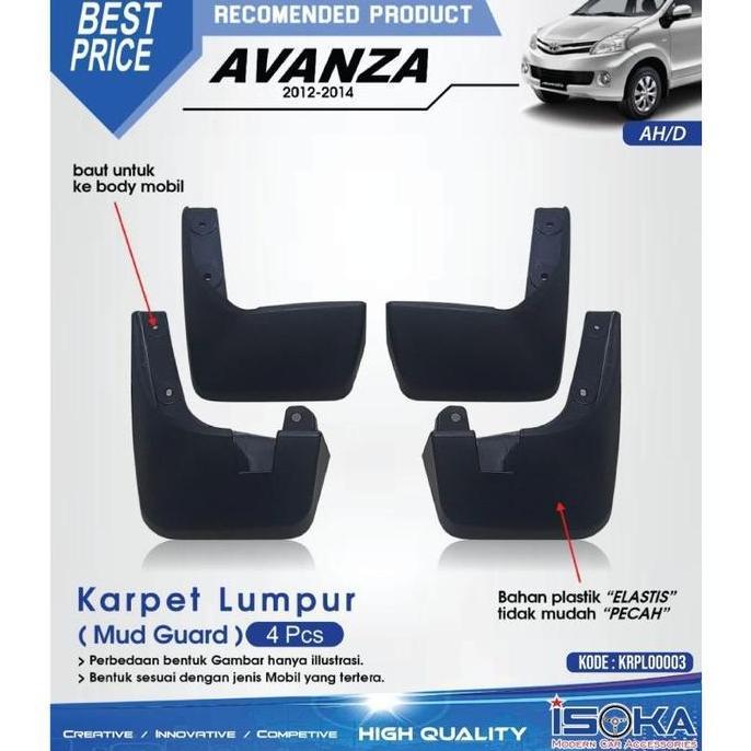 Mudguard Mud Guard Karpet Lumpur Avanza 2012 - 2014 - Isk Promo
