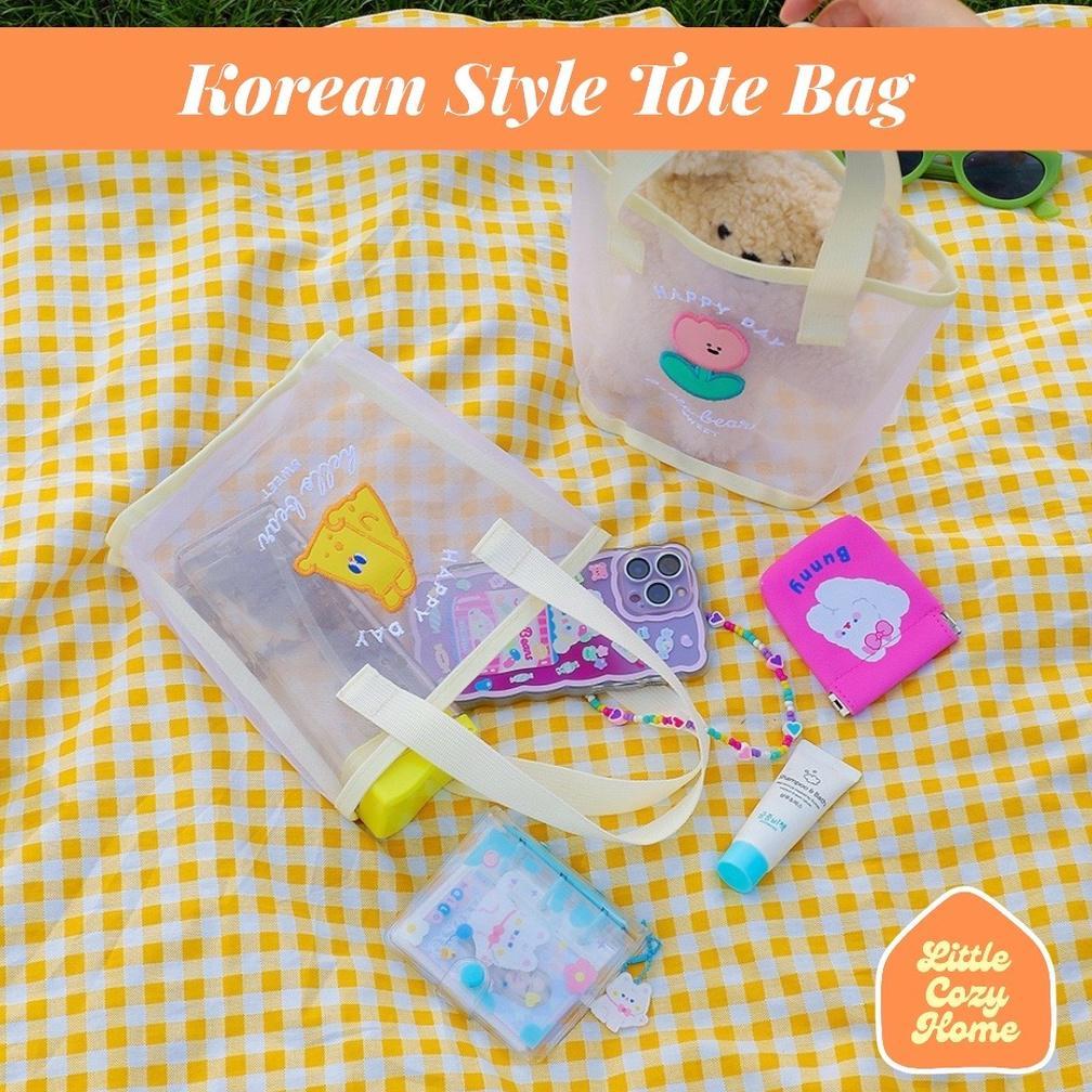 Good- Korean Style Tote Bag / Tas Jinjing Transparan Handbag Ala Korea Remaja Piknik Cantik / Tas Un