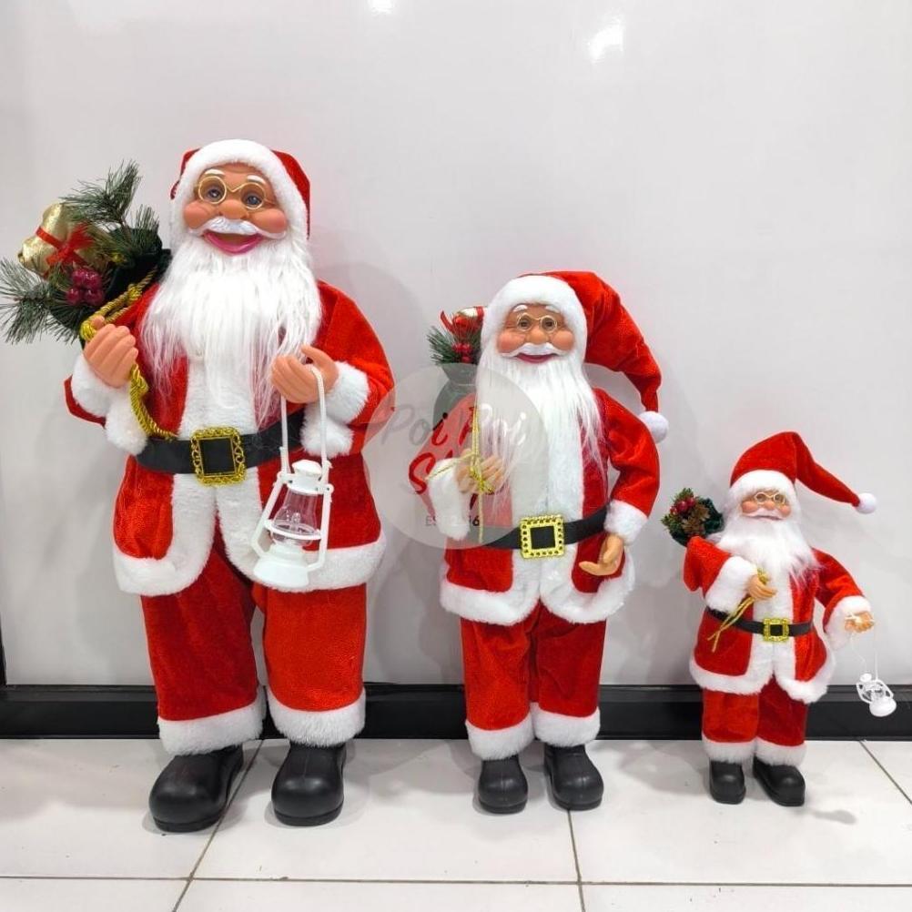 Patung Santa Natal 30cm 45cm 60cm Jumbo Polos Figur Boneka Santaclaus Premium Sinterklas Christmas H