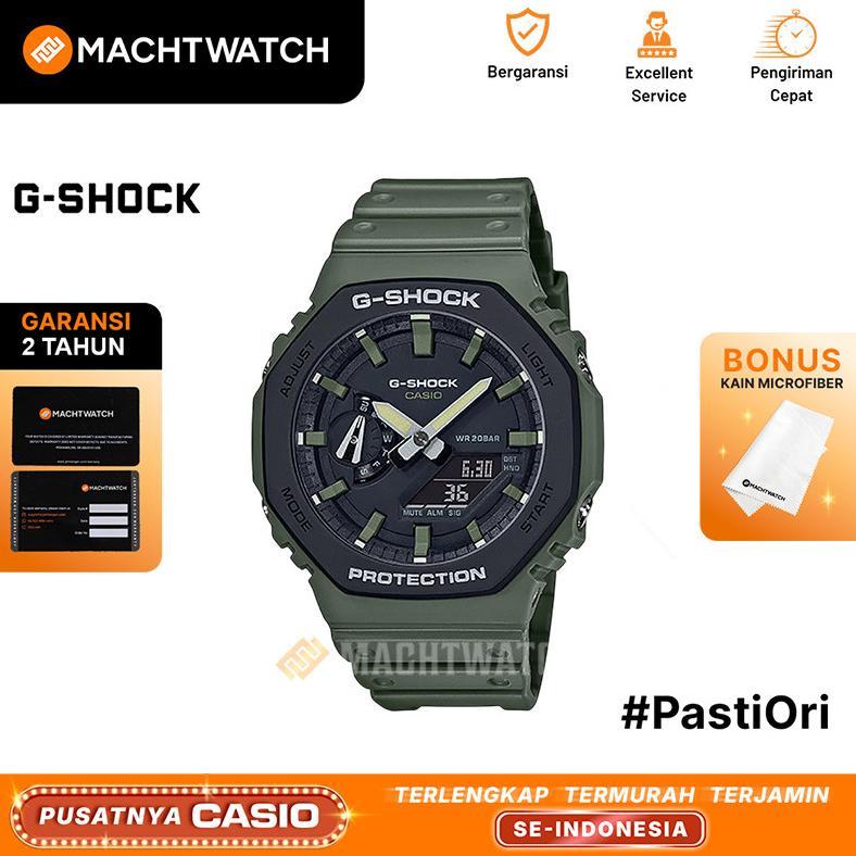 Wl Jam Tangan Pria Analog Digital Casio G-Shock Ga-2110Su-3Adr Green Resin Band