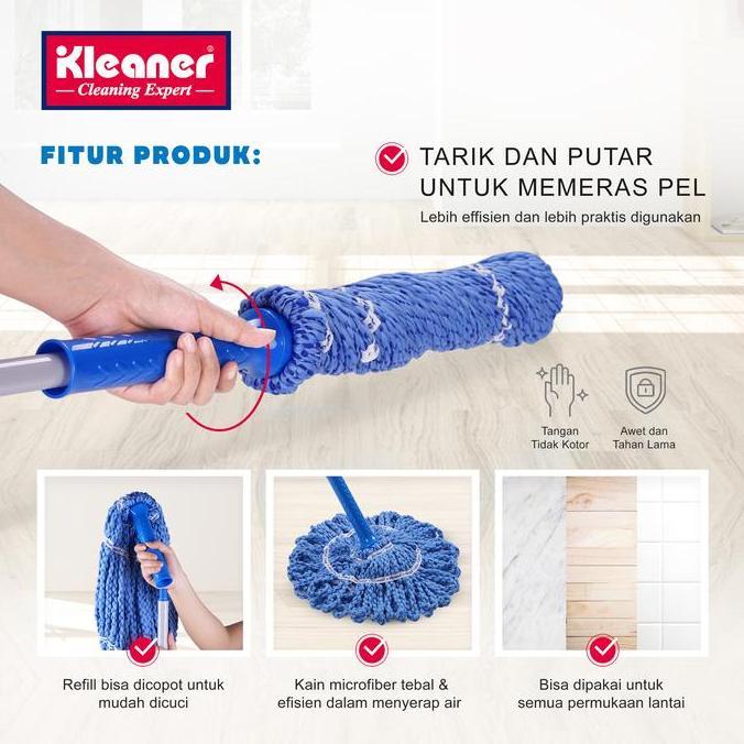 Lansungkirim- [Cod] Kleaner Pel Sumbu Bulat Refill / Kain Pel Sumbu Bulat Refill Microfiber Mop